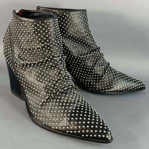 HALMANERA Black Studded Back Zipper Ankle Bootiess